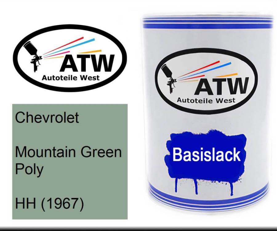 Chevrolet, Mountain Green Poly, HH (1967): 500ml Lackdose, von ATW Autoteile West.